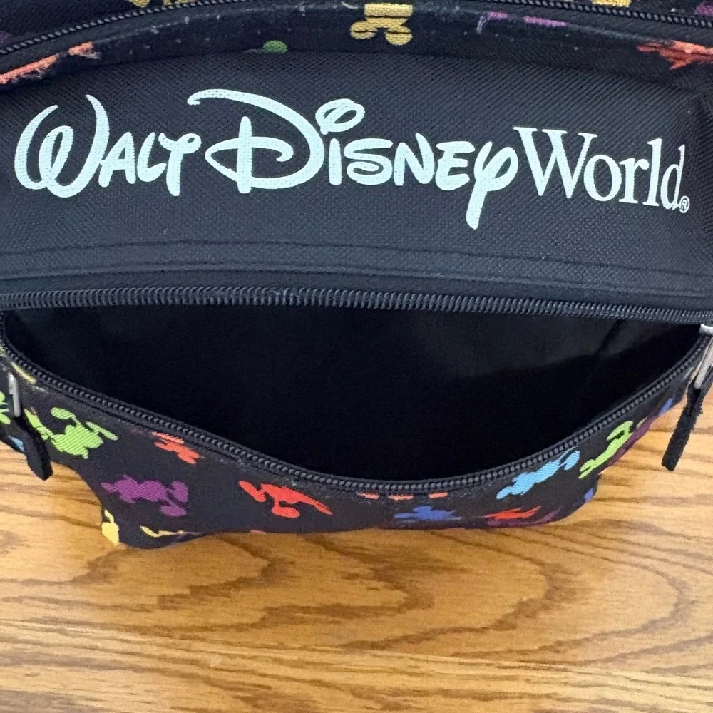 Walt Disney World Mickey Mouse Rainbow‎ Silhouette Black Canvas Backpack Bag